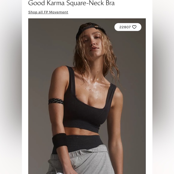 Free People Good Karma square neck bra on washed black. - Picture 2 of 4